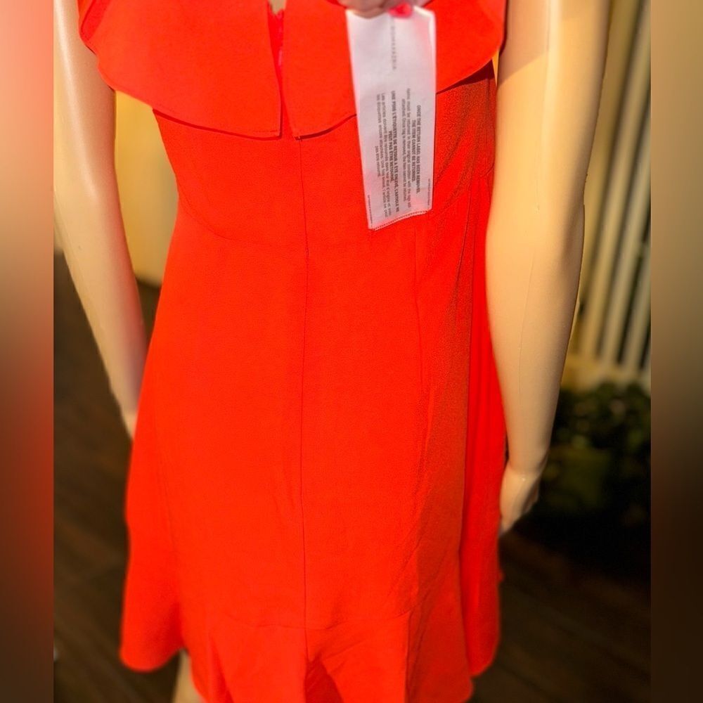 BCBG MaxAzria Mini Ruffle Dress cherry tomato sz 6 NWT - Picture 9 of 10